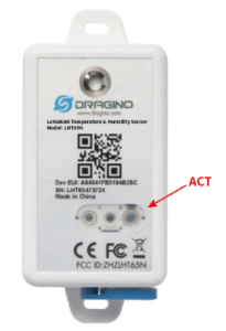 The ACT button on the front of the sensor, sitting just below the LED indicator lights. It looks like another LED, but it is the button you press.